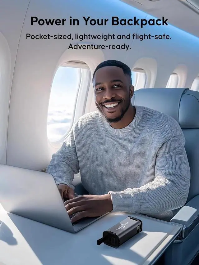 Alt view image 2 of 7 - Portable Power Station 99.99Wh Camping Lithium Battery Solar Generator Large Power Bank with AC Outlet 70W for Home Backup Outdoor Emergency RV Van Hunting