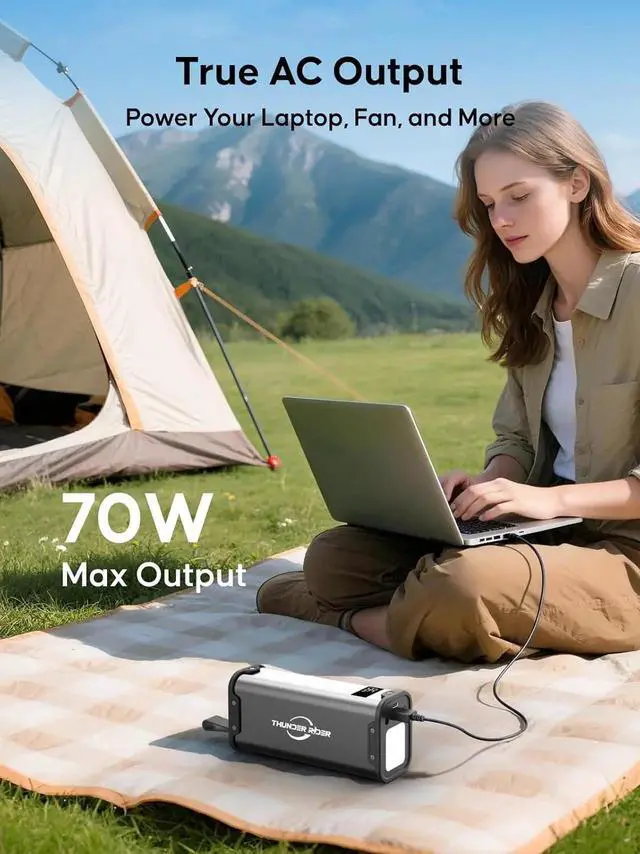 Alt view image 4 of 7 - Portable Power Station 99.99Wh Camping Lithium Battery Solar Generator Large Power Bank with AC Outlet 70W for Home Backup Outdoor Emergency RV Van Hunting