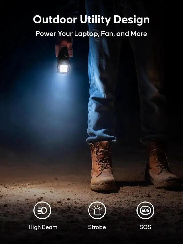 Alt view image 6 of 7 - Portable Power Station 99.99Wh Camping Lithium Battery Solar Generator Large Power Bank with AC Outlet 70W for Home Backup Outdoor Emergency RV Van Hunting