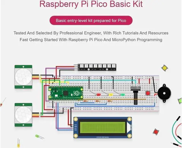 Alt view image 3 of 5 - waveshare for Raspberry Pi Pico Basic Starter Kit with Rich Tutorials and Resources,Fast Getting Started with Raspberry Pi Pico and MicroPython Programming for Raspberry Pi Beginners