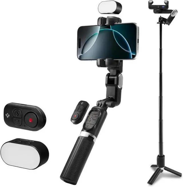 Main image of Gimbal Stabilizer for Smartphone, iPhone Gimbal w/Focus Wheel Face/Object Tracking for Android Foldable 3-Axis Handheld Phone Stabilizer for Video Recording - Black