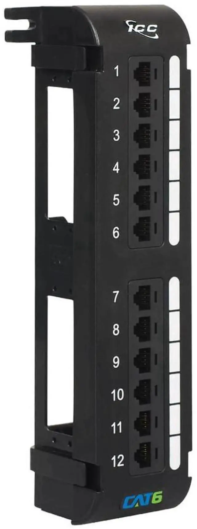 Main image of CAT6 Patch Panel, UL Listed & PoE++ Rated Gigabit Applications, Wall Mount 12 Port Network Patch Panel with Rear 110 IDC Terminal Blocks and 89D Wall Mount Bracket, Black