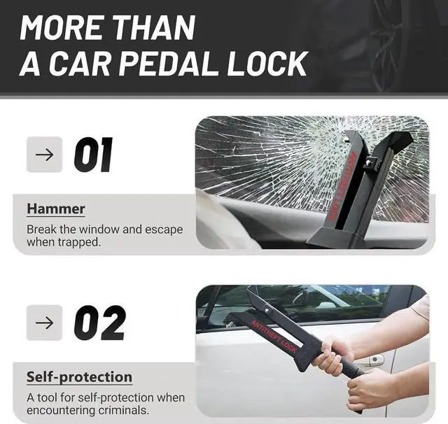 Alt view image 5 of 7 - Brake Pedal Lock, Anti Theft Car Device, Brake or Clutch Pedal Deadbolt Lock, Vehicle Anti Theft System with Steering Wheel Sunshade for Cars, Trucks, SUV's, Van Security with 3 Keys