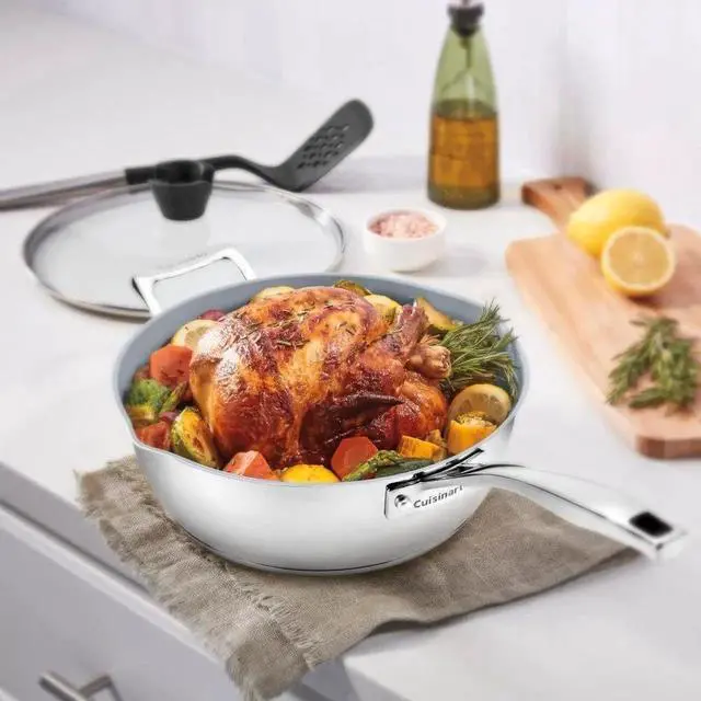 Alt view image 2 of 4 - Preferred Pan 4-Pc Set - Stainless Steel (4.5 Qt. Multi-Purpose Pan w/Cover, Steamer, Slotted Turner)