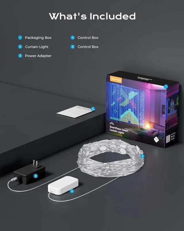 Alt view image 5 of 7 - 400 RGBIC LEDs Smart Curtain Lights with DIY GIF, 6.6x6.6ft Color Changing Holiday Wall Lights with APP, IP65 Waterproof Chrias String Fairy Lights for Indoor Outdoor Bedroom Window