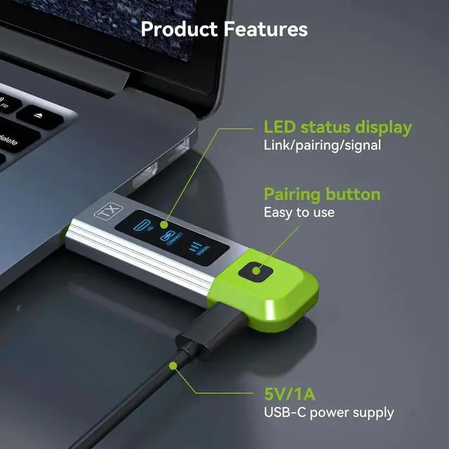 Alt view image 6 of 7 - Wireless HDMI Transmitter and Receiver 328FT/100M Support 4K Decode 1080P@60Hz HD Video Output,Plug&Play 2.4G+5.8G Wireless HDMI Extender for Video and Audio to Monitor from PC/Projector/TVBox