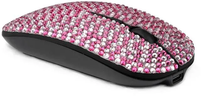 Alt view image 5 of 5 - WONGS Luxury Full Stars Pink Crystal Rhinestone Rechargeable Slim Silent 2.4G Wireless Mouse for Laptop Computer, Cute Graphics Design Diamonds Mouse - Full Star