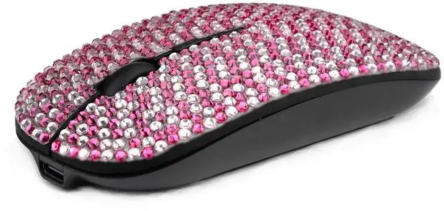 Alt view image 2 of 5 - WONGS Luxury Full Stars Pink Crystal Rhinestone Rechargeable Slim Silent 2.4G Wireless Mouse for Laptop Computer, Cute Graphics Design Diamonds Mouse - Full Star