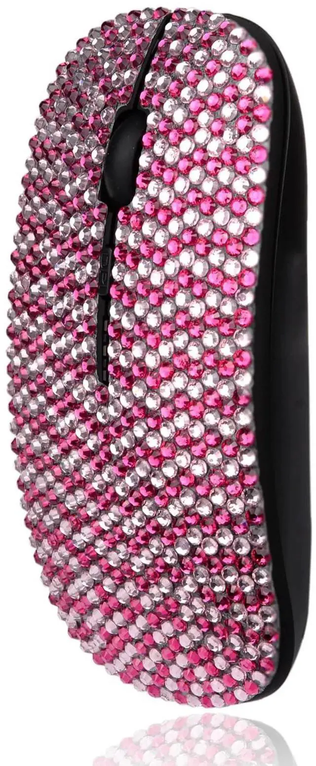 Alt view image 4 of 5 - WONGS Luxury Full Stars Pink Crystal Rhinestone Rechargeable Slim Silent 2.4G Wireless Mouse for Laptop Computer, Cute Graphics Design Diamonds Mouse - Full Star