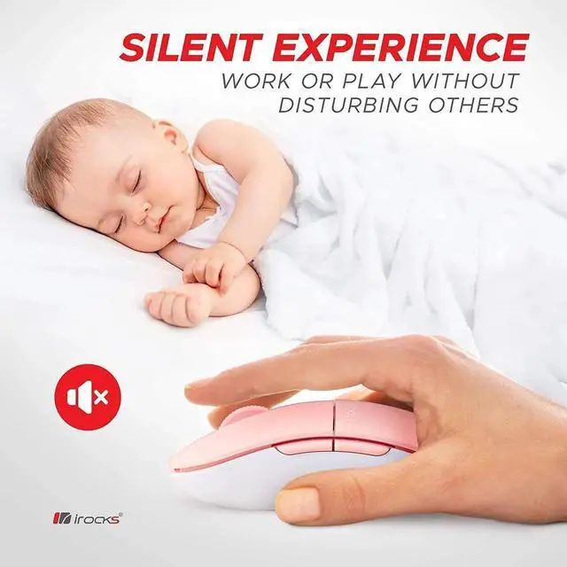 Alt view image 2 of 5 - purpleclay i-Rocks M23R 2.4G Wireless Silent Slim Mouse, Optical Mice with USB Nano Receiver, Adjustable DPI Levels for PC, Notebook, Computer, Laptop, Desktop, Ergonomic Design - Pink