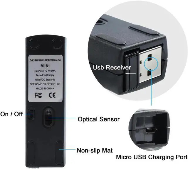 Alt view image 3 of 5 - Samudgate Wireless Mouse, 2.4GHz Ergonomic Mouse Small Handheld Finger Mouse 1200DPI Rechargeable Computer Mouse with Mouse Box,Portable Mini Mouse for Laptop Computer