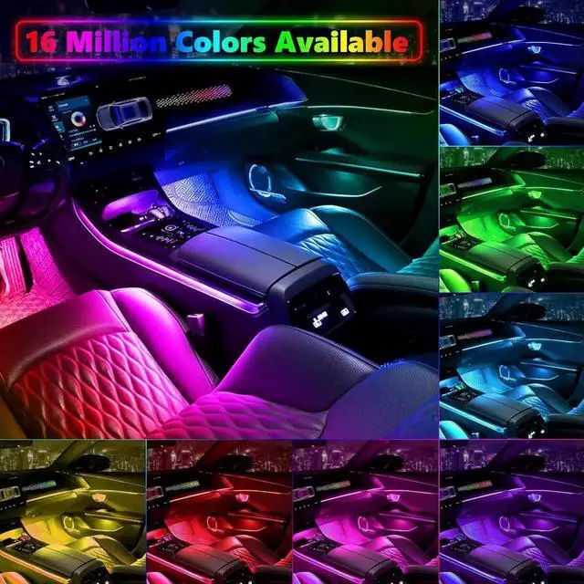 Alt view image 4 of 7 - Dreamcolor Acrylic Interior Car Lights, Car LED Strip Light with Bluetooth APP, Car Ambient Lighting Kit with RGB 6 in 1 and 175 inches 593 LEDs, 16 Million Colors Sound Activated Car Neon Lights