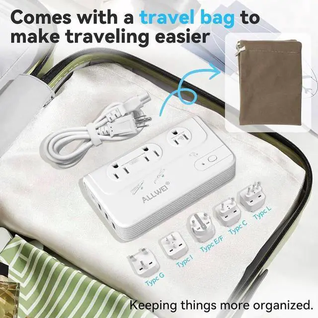 Alt view image 3 of 7 - 2000W Travel Voltage Converter 220v to 110v Converter for European Travel Voltage Adapter for Hair Dryer Straightener/Curling Iron, Power Converter Adapter Combo with Type C, E/F, G, I, L