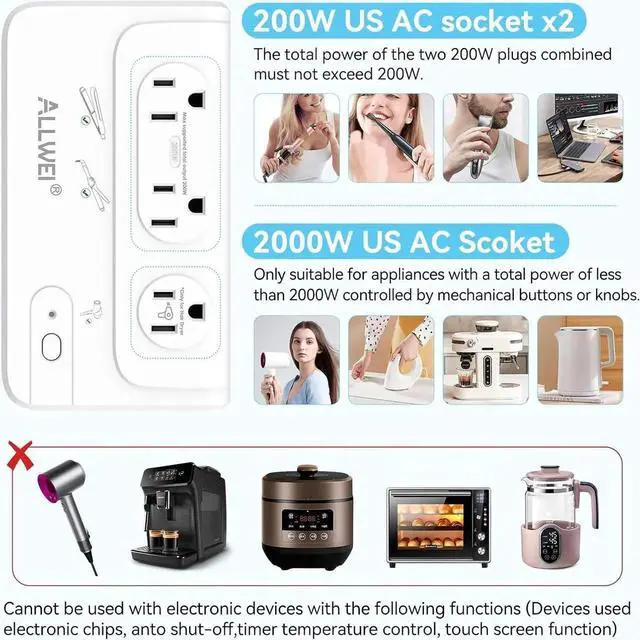 Alt view image 2 of 7 - 2000W Travel Voltage Converter 220v to 110v Converter for European Travel Voltage Adapter for Hair Dryer Straightener/Curling Iron, Power Converter Adapter Combo with Type C, E/F, G, I, L