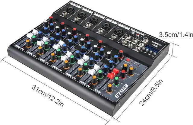 Alt view image 4 of 7 - Dj Mixers 7 Channel Audio Mixer Sound Board with Bluetooth, Usb Audio Interface with 48V Phantom Power Sounds Mixer Board with FX Reverb Delay Effect for Streaming