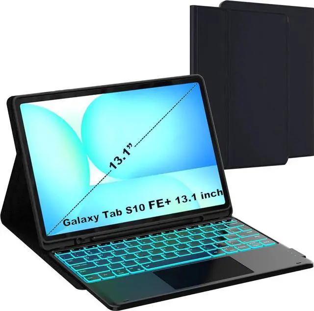 Main image of for Galaxy Tab S10 FE+ 13.1 inch Case with Keyboard - 7 Color Backlit Detachae Taet Keyboard Cover with Touchpad - Tab S10 FE Plus 13.1" 2025 Keyboard Case with S Pen Holder ack