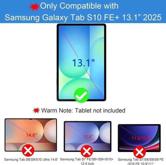 Alt view image 3 of 7 - for Galaxy Tab S10 FE+ 13.1 inch Case with Keyboard - 7 Color Backlit Detachae Taet Keyboard Cover with Touchpad - Tab S10 FE Plus 13.1" 2025 Keyboard Case with S Pen Holder ack