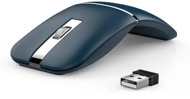 Main image of Bluetooth Wireless Arc Travel Mouse, Dual Model (2.4G+BT5.1) Rotating Foldable Mouse for Microsoft, Rechargeable Slim Portable Mice for Laptop, Notebook, PC, MacBook, Chromebook - Sapphire Blue