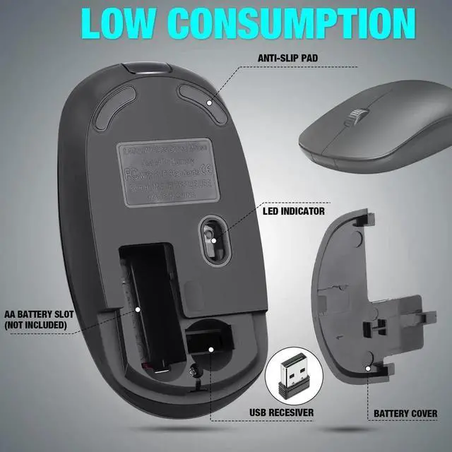 Alt view image 2 of 5 - Kingdder 10 Pack Mouse for Laptop 2.4G Computer Mouse 1000 DPI Optical with USB Receiver Bulk Compatible with Windows, PC, Computer, Laptop