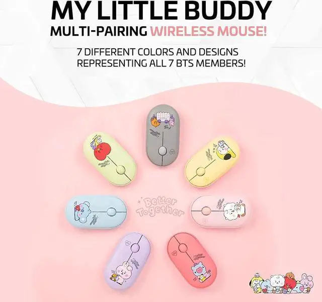 Alt view image 3 of 5 - ROYCHE BTS Inspired Characters Multi Pairing Wireless Mouse, Little Buddy Baby Better Together Edition, All in Their Own Cute Style & Colors (SHOOKY)