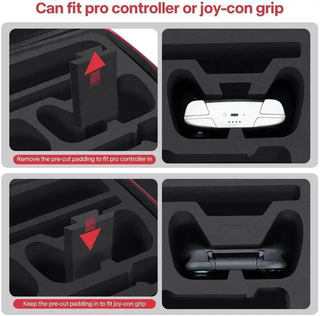Alt view image 3 of 7 - Hard Case Compatible with Nintendo Switch 2 (2025), Protective Travel Bag for Switch 2 Console, Dock, Up to 2 Pro Controllers, Joy-Con Grip, Power Adapter, 21 Games and Cables
