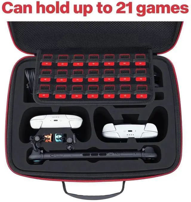 Alt view image 5 of 7 - Hard Case Compatible with Nintendo Switch 2 (2025), Protective Travel Bag for Switch 2 Console, Dock, Up to 2 Pro Controllers, Joy-Con Grip, Power Adapter, 21 Games and Cables