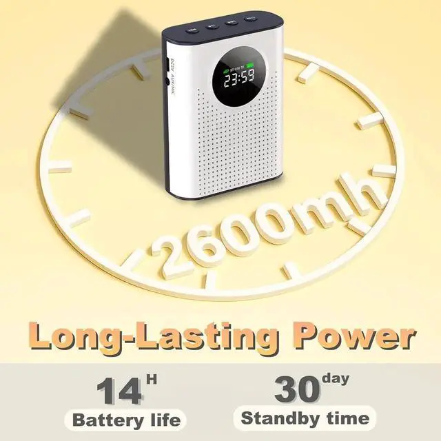 Alt view image 6 of 7 - Voice Amplifier with Wireless Microphone for Teachers Portable Bluetooth Clip-On PA System with Lapel Mic and Speaker for Classroom,Tour Guide, Meeting Presentation, Conference