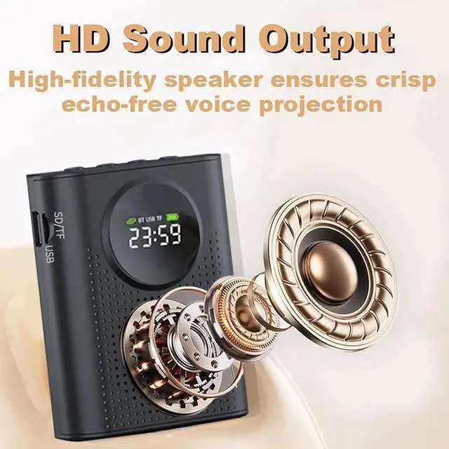 Alt view image 3 of 7 - Voice Amplifier with Wireless Microphone for Teachers Portable Bluetooth Clip-On PA System with Lapel Mic and Speaker for Classroom,Tour Guide, Meeting Presentation, Conference