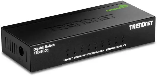 Alt view image 5 of 5 - TRENDnet 8-Port Mini Gigabit Switch, TEG-S80g, Ethernet Splitter, NDAA + TAA Compliant, Desktop Metal Ethernet Network Switch, 8 x Gigabit Ports, Fanless, Lifetime Protection, Black