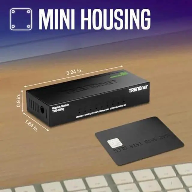 Alt view image 4 of 5 - TRENDnet 8-Port Mini Gigabit Switch, TEG-S80g, Ethernet Splitter, NDAA + TAA Compliant, Desktop Metal Ethernet Network Switch, 8 x Gigabit Ports, Fanless, Lifetime Protection, Black