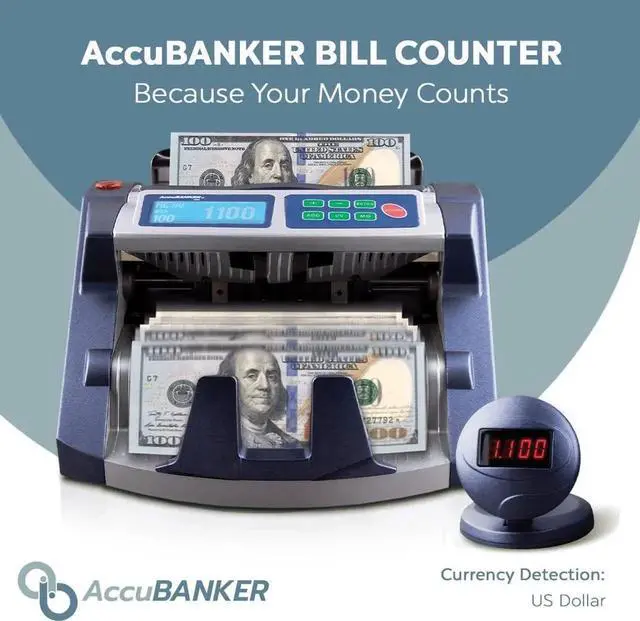 Alt view image 3 of 7 - AccuBANKER AB1100PLUSMGUV Commercial Grade Money Counter Machine, Hopper Capacity 200 Bills & Speed 1,300 Bills/Min, Bill Counter Includes Reliable Counterfeit Detector Ultraviolet and Magnetic