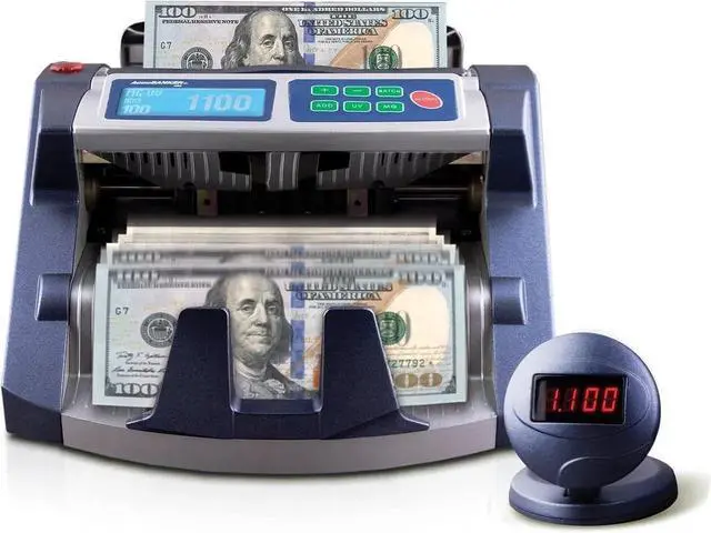 Main image of AccuBANKER AB1100PLUSMGUV Commercial Grade Money Counter Machine, Hopper Capacity 200 Bills & Speed 1,300 Bills/Min, Bill Counter Includes Reliable Counterfeit Detector Ultraviolet and Magnetic
