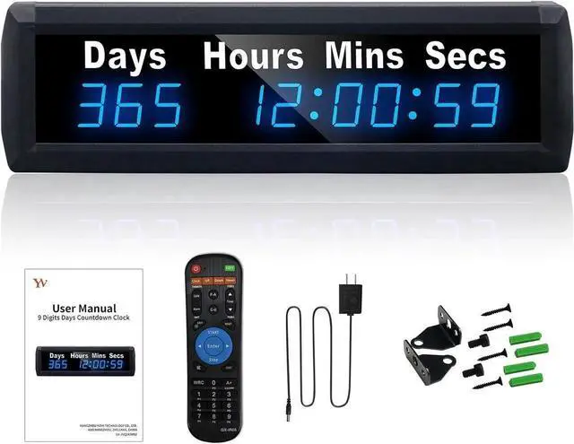 Main image of Digital 999 Days Countdown Timer, Count Up/Count Down Clock with Remote, 12/24 Hour Real Time, Event Large Display, Calendar for Retirement/Pregnancy/Birthday/Christmas Blue -