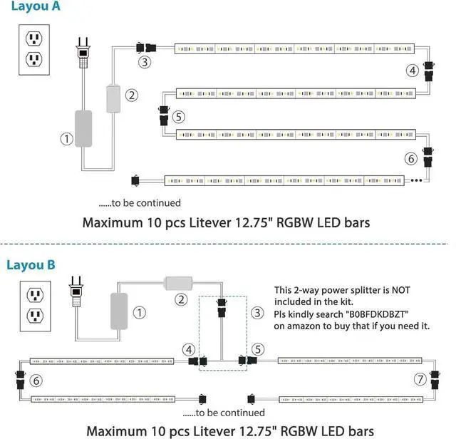 Alt view image 6 of 7 - Kitchen Under Cabinet LED Light. RGBW. Color Change & Super Bright Cool White Light. Remote with Dimming. 6 LED Light Bars with Power Adapter, Extension C. Plug in. Easy to Install. RGB + 4000K.