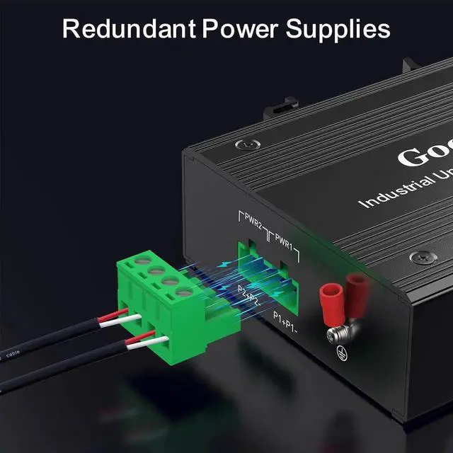 Alt view image 2 of 4 - GoodTop 5 Port 100Mb Unmanaged Industrial Switch with DIN Rail 15W Power Supply,10/100Mbps Fast Ethernet,IP40,4KV Lightning Protection,Operating Temperature Range -40° 80°C DIN Rail Network Switch