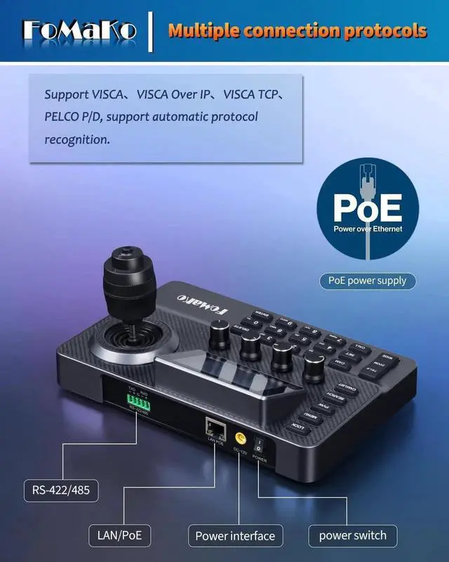 Alt view image 4 of 7 - NDI PTZ Camera Controller, 3" Preview LCD, NDI Controller Keyboard with 4D Joystick, for Church Worship Education Conference Events, (NDI License Included) KC606N NDI Controller