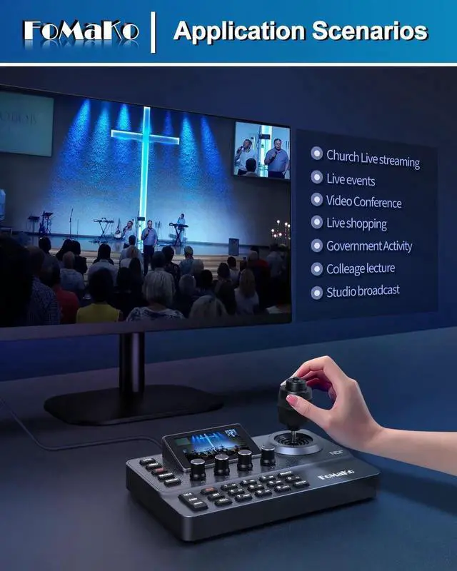 Alt view image 2 of 7 - NDI PTZ Camera Controller, 3" Preview LCD, NDI Controller Keyboard with 4D Joystick, for Church Worship Education Conference Events, (NDI License Included) KC606N NDI Controller