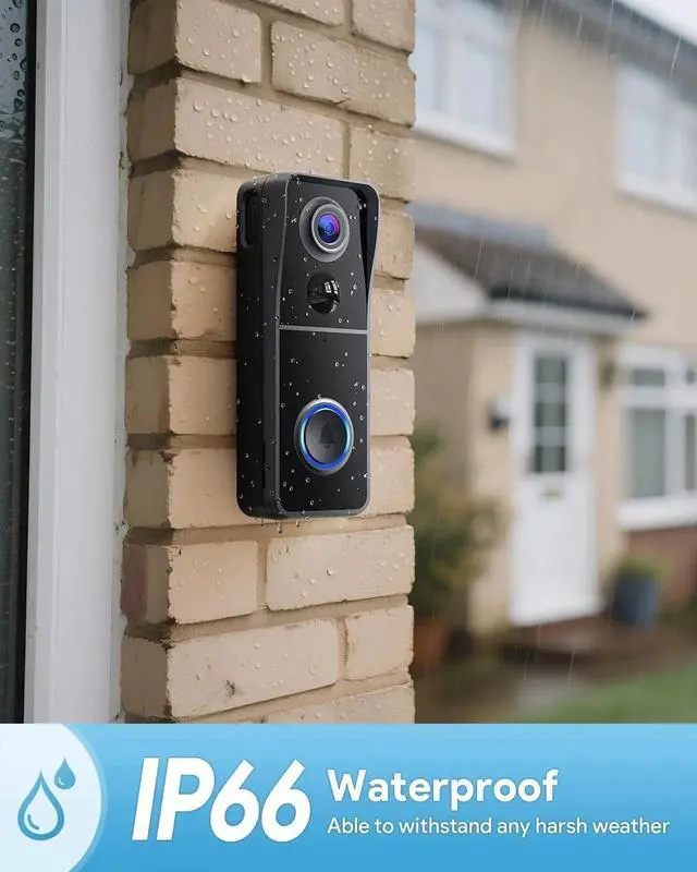 Alt view image 6 of 7 - Doorbell Camera Wireless, 2K HD Video Doorbell with Chime, Battery Operated, Night Vision, 2-Way Audio, PIR Motion Detection, 2.4Ghz WiFi, IP66 Waterproof, Cloud Storage, Works with Alexa