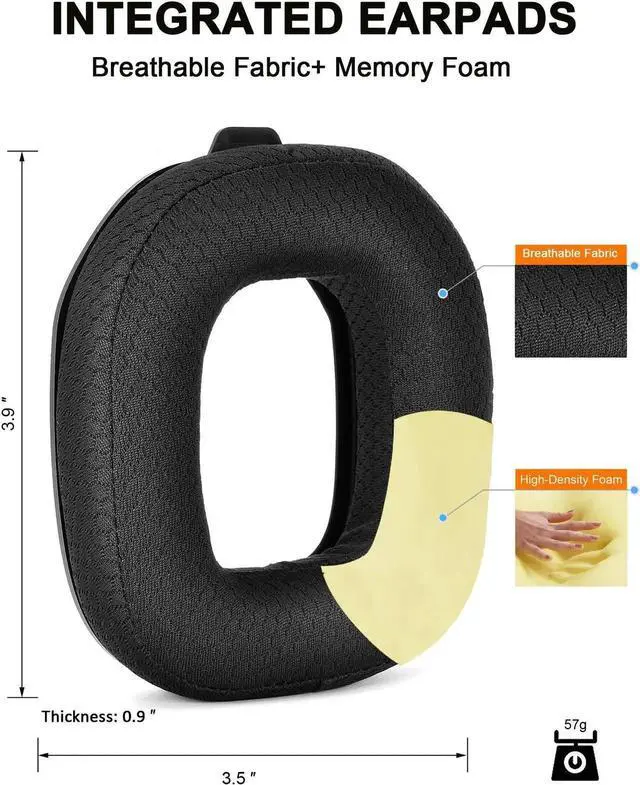 Alt view image 3 of 5 - A50 Gen 3 Mod Kit - defean Replacement Earpads and Headband Compatible with Astro A50 Gen 3 Headset,Ear Cushions, Upgrade High-Density Noise Cancelling Foam, Added Thickness (Black Breathable Fabric)