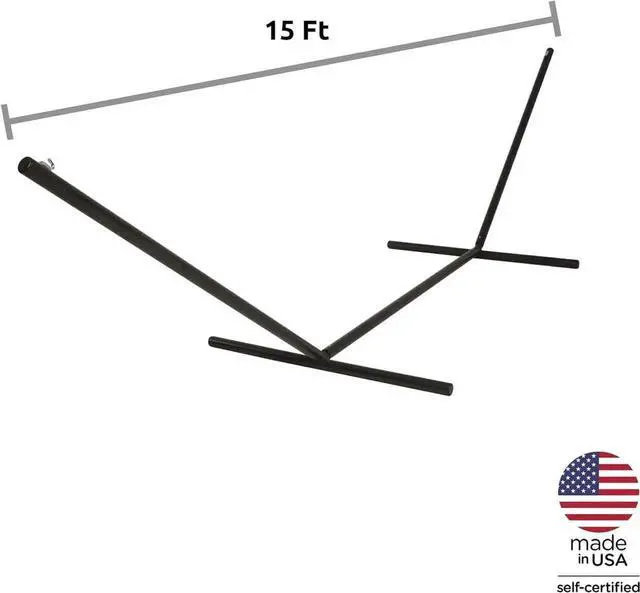 Alt view image 2 of 2 - 15 ft. Tri-Beam Steel Hammock Stand with Right Connection Design and Cape Shield Powder Coating, 600 LB Weight Capacity, Handcrafted in The USA - Black