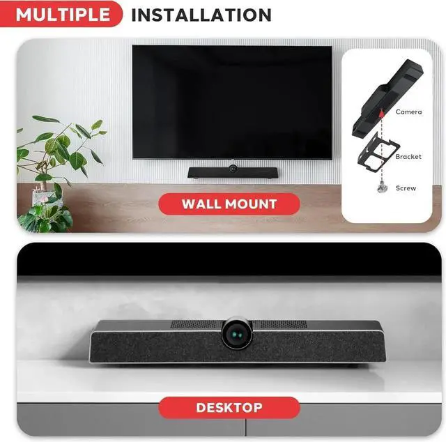 Alt view image 6 of 7 - 4K USB Video Conference Room Camera System 120° FOV with 5X Zoom, AI Auto Framing, Echo Cancellation, 8m Mic Pickup Conferencing System for Home Offices, Zoom, Skype, Microsoft Teams, PC Meetings