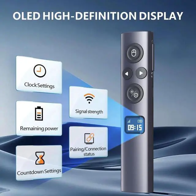 Alt view image 2 of 7 - N95s BLE Presentation Clicker with Digital Pointer for PowerPoint Presentation on TV Screen and Projection Screen, Wireless Presenter Remote with Countdown Timer (Green Light-USB-C)