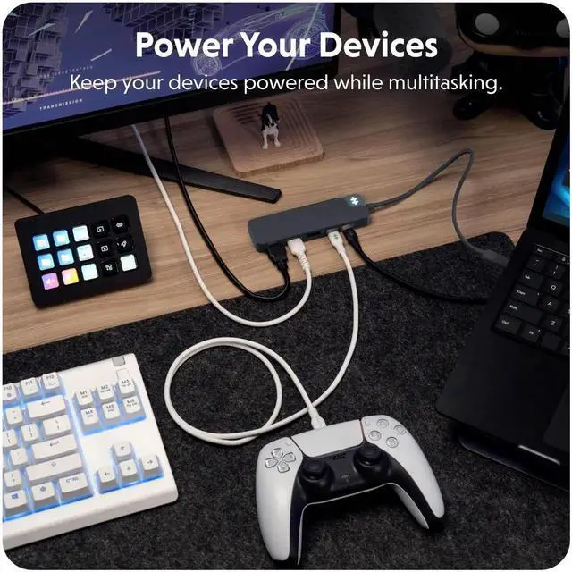 Alt view image 3 of 5 - HyperDrive Flex 5-Port USB C Hub Multiport Adapter for Crisp Visuals, Fast Transfers, Charging HDMI 4K30Hz, 100W Power Delivery, 5Gbps, 2X USB-A Windows, Chrome, Mac (Black)