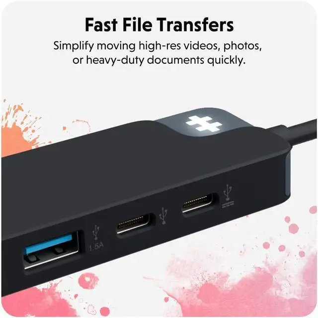 Alt view image 4 of 5 - HyperDrive Flex 5-Port USB C Hub Multiport Adapter for Crisp Visuals, Fast Transfers, Charging HDMI 4K30Hz, 100W Power Delivery, 5Gbps, 2X USB-A Windows, Chrome, Mac (Black)
