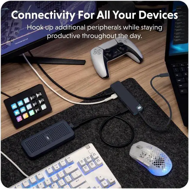 Alt view image 5 of 5 - HyperDrive Flex 5-Port USB C Hub Multiport Adapter for Crisp Visuals, Fast Transfers, Charging HDMI 4K30Hz, 100W Power Delivery, 5Gbps, 2X USB-A Windows, Chrome, Mac (Black)