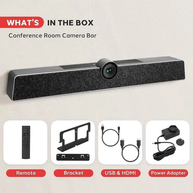 Alt view image 4 of 7 - 4K USB Video Conference Room Camera System 120° FOV with 5X Zoom, AI Auto Framing, Echo Cancellation, 8m Mic Pickup Conferencing System for Home Offices, Zoom, Skype, Microsoft Teams, PC Meetings