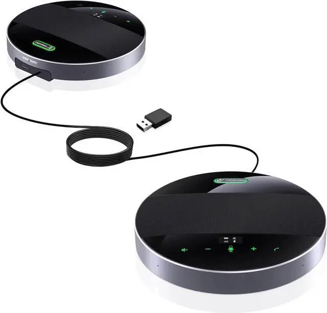 Main image of 2-in-1 Conference Speaker and Microphone, Daisy Chain Wireless Bluetooth Speakerphone with 360° omnidirectional mics USB/Dongle/Bluetooth Connection 18H Talk Time for 15-30 People Meeting