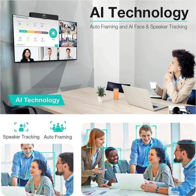 Alt view image 7 of 7 - TB5 Video Conferencing System - Zoom Certificated, Ultra 4K Pro Audio and Video Conference Room Camera with 4 Microphone Arrays & Stereo Speakers, 120° Wide Angle Webcam for TV/Meeting Room