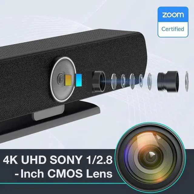 Alt view image 5 of 7 - TB5 Video Conferencing System - Zoom Certificated, Ultra 4K Pro Audio and Video Conference Room Camera with 4 Microphone Arrays & Stereo Speakers, 120° Wide Angle Webcam for TV/Meeting Room