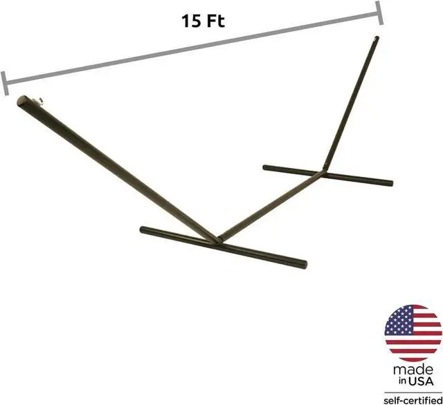 Alt view image 3 of 5 - 15 ft. Tri-Beam Steel Hammock Stand with Right Connection Design and Cape Shield Powder Coating, 600 LB Weight Capacity, Handcrafted in The USA - Bronze